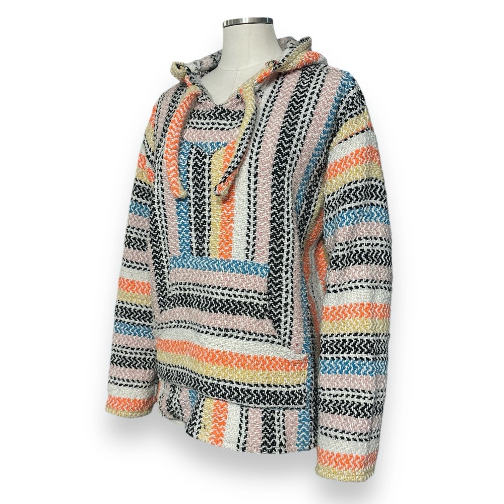 EARTH RAGZ Baja Joe Pastel Rainbow Bubblegum Striped Mexican Hoodie